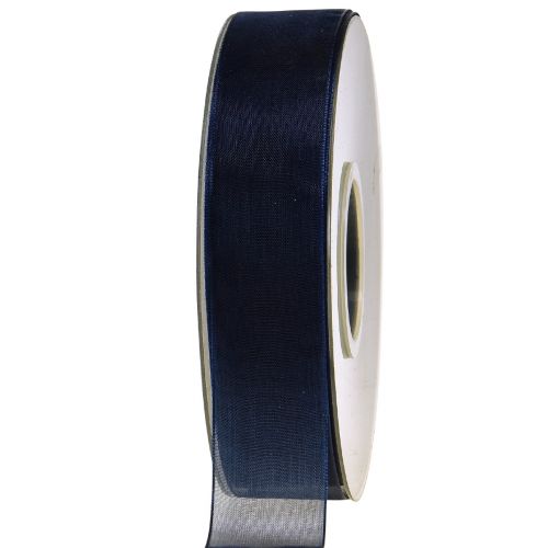 Floristik24 Cinta de organza cinta de regalo cinta azul oscuro orillo azul 25mm 50m