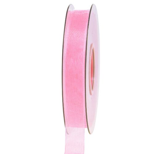Artículo Cinta de organza cinta de regalo cinta rosa orillo 15mm 50m
