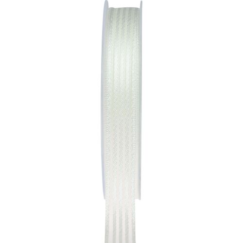 Floristik24 Cinta de organza con rayas cinta de regalo blanca 15mm 20m