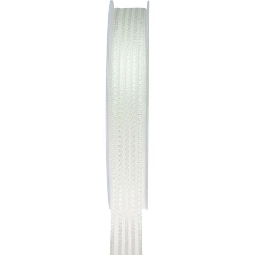 Artículo Cinta de organza con rayas cinta de regalo blanca 15mm 20m