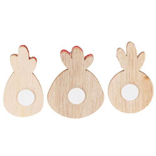 Artículo Pollo de madera con punto adhesivo, decoración de Pascua para manualidades, decoración de mesa creativa, estilo rústico, 5 cm, 36 piezas