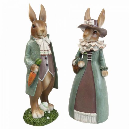 Floristik24 Decoraciones de Pascua deco conejos Figura de conejito de Pascua par de conejos H34cm 2pcs