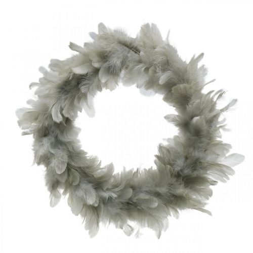 Floristik24 Guirnalda de plumas decoración Pascua grande gris Ø25cm Decoración primavera plumas reales