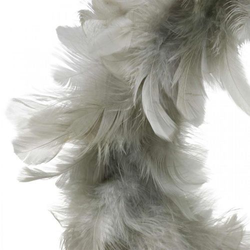 Floristik24 Guirnalda de plumas decoración Pascua grande gris Ø25cm Decoración primavera plumas reales