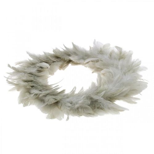 Floristik24 Guirnalda de plumas decoración Pascua grande gris Ø25cm Decoración primavera plumas reales