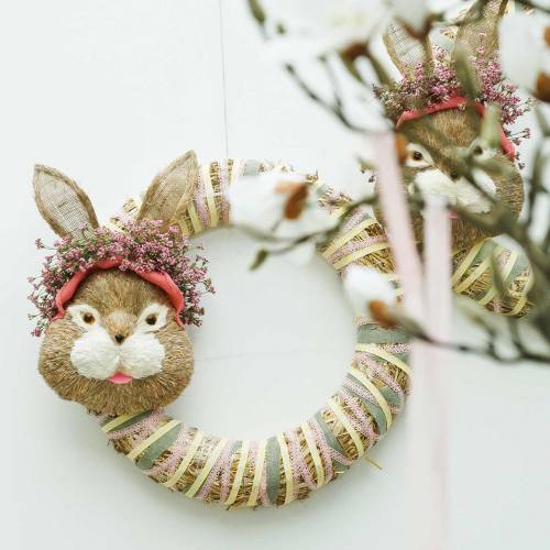 Floristik24 Decoración pascual cabeza de conejo para pajita colgante H32cm