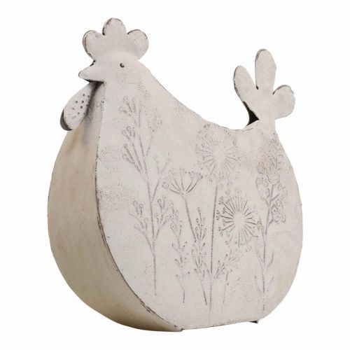 Floristik24 Pascua decoración metal deco pollo Pascua blanco 19,5x6,5x18cm