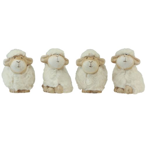 Artículo Decoración de Pascua oveja decoración de cerámica Pascua crema 9,5×6×9cm 4 piezas