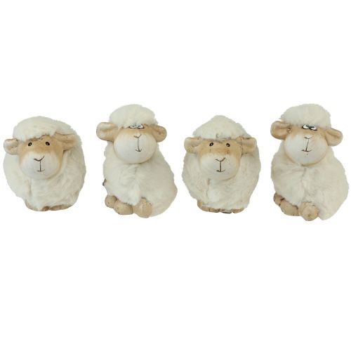 Artículo Decoración de Pascua oveja decoración de cerámica Pascua crema 9,5×6×9cm 4 piezas