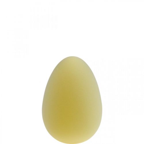 Huevo de pascua decoración huevo plástico amarillo claro flocado 20cm
