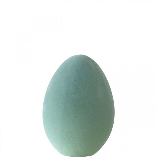 Huevo de Pascua decoración huevo plástico verde grisáceo flocado 20cm