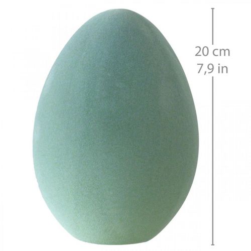 Huevo de Pascua decoración huevo plástico verde grisáceo flocado 20cm