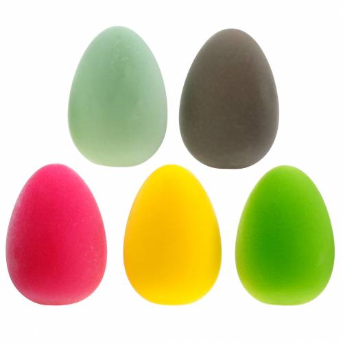 Floristik24 Huevo de Pascua flocado Al. 25 cm Huevos de colores Decoración de Pascua