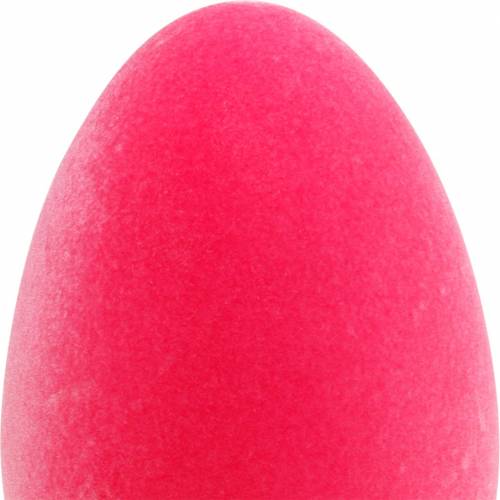 Floristik24 Huevo de Pascua rosa H25cm huevo flocado decoración de Pascua decoración de huevos