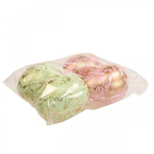 Floristik24 Huevo de Pascua para colgar huevos de decoración rosa, verde, dorado 12cm 4uds