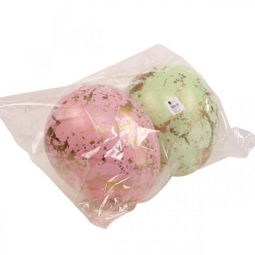 Floristik24 Huevo de Pascua para colgar huevos de decoración rosa, verde, dorado 20cm 2uds