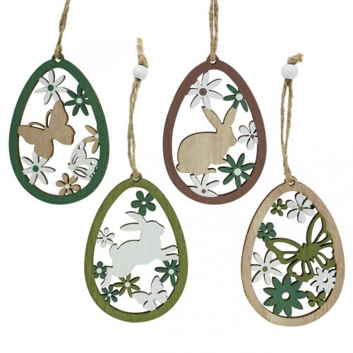 Floristik24 Huevo de Pascua para colgar Decoración de Pascua colgante de madera 5×7cm 12 piezas
