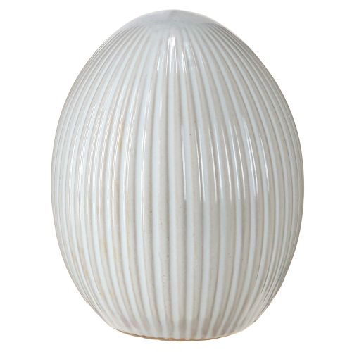 Artículo Huevos de Pascua Cerámica Decorativa Huevo con Ranuras Blanco Gris 10×12.5cm 2 Piezas