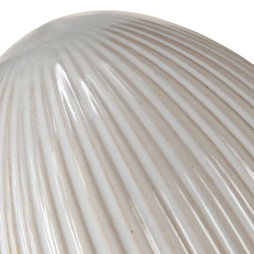 Artículo Huevos de Pascua Cerámica Decorativa Huevo con Ranuras Blanco Gris 10×12.5cm 2 Piezas