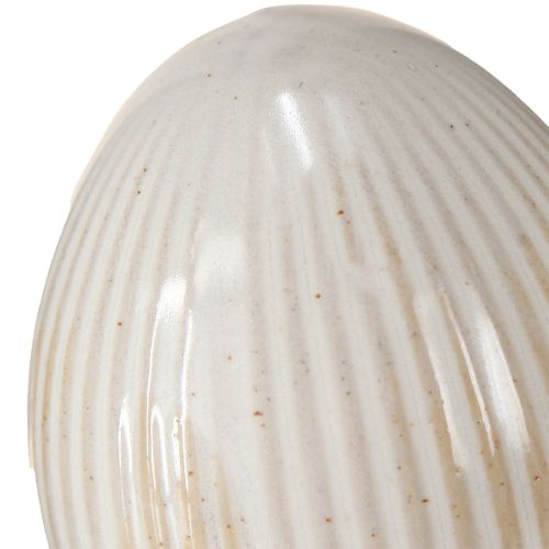 Artículo Huevos de Pascua Cerámica Decorativa Huevo con Ranuras Blanco Gris 5×6cm 6uds