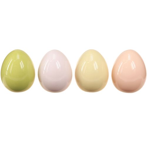 Artículo Huevos de Pascua huevos de cerámica decoración pastel brillante 5×6cm 8 piezas