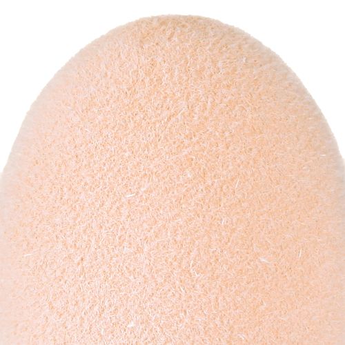 Artículo Huevos de Pascua pequeños flocados de color marrón melocotón y blanco de 4 cm de alto, 15 unidades