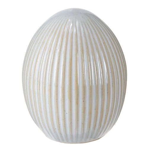 Artículo Huevos de Pascua con ranuras Cerámica decorativa Huevo blanco gris 7,5×9cm 4 piezas