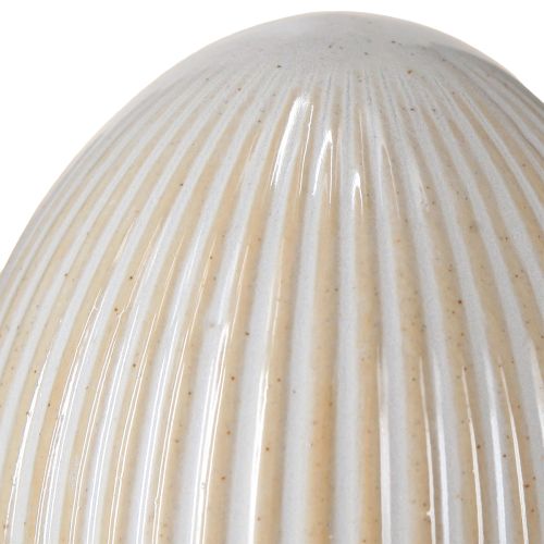 Artículo Huevos de Pascua con ranuras Cerámica decorativa Huevo blanco gris 7,5×9cm 4 piezas