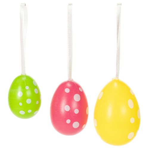 Artículo Huevos de Pascua para colgar, colores surtidos, 6cm, 12 piezas