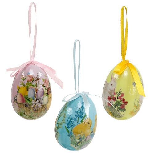 Floristik24 Huevos de Pascua para colgar colores surtidos 7cm 6pcs