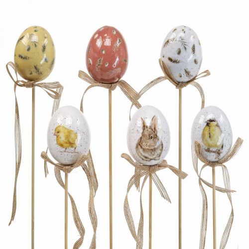Huevos de Pascua tapón de flores de plástico Decoración de Pascua H6cm 6pcs