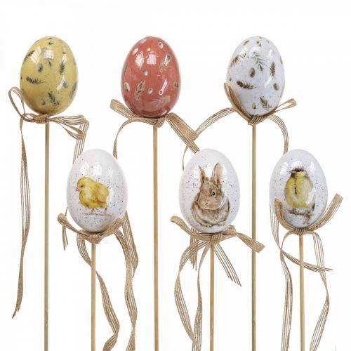 Floristik24 Huevos de Pascua tapón de flores de plástico Decoración de Pascua H6cm 6pcs