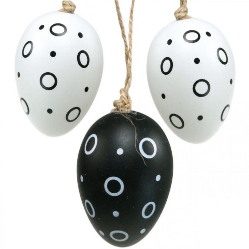 Huevos de Pascua con anillos y puntos, decoración de primavera, decoración de Pascua monocromática 6 piezas
