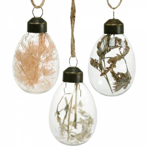 Floristik24 Huevos de Pascua con flores secas, huevos decorativos de cristal auténtico, adornos florales de Pascua para colgar, huevos de cristal, 8 unidades