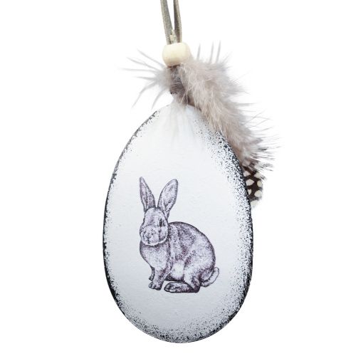Artículo Huevos de Pascua para colgar plumas conejos metal 5×7cm 8ud