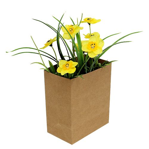 Floristik24 Osterglocke en bolsa de papel amarillo H21cm