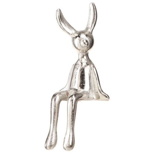 Floristik24 Taburete con borde de conejito de Pascua conejo de metal pequeño plateado 9×9×21cm