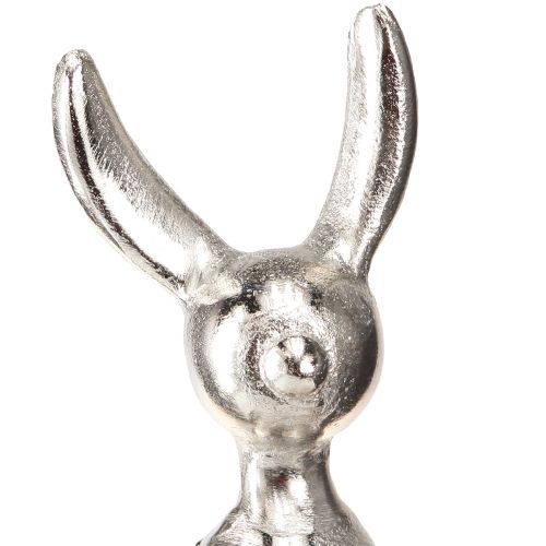 Floristik24 Taburete con borde de conejito de Pascua conejo de metal pequeño plateado 9×9×21cm