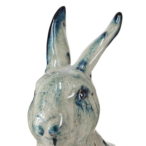 Artículo Conejito de Pascua Cerámica Beige Esmaltado Azul 18x11x25.5cm