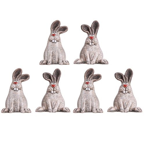 Floristik24 Conejito de Pascua Cerámica Divertido Conejo Decorativo Marrón H7cm 6 piezas