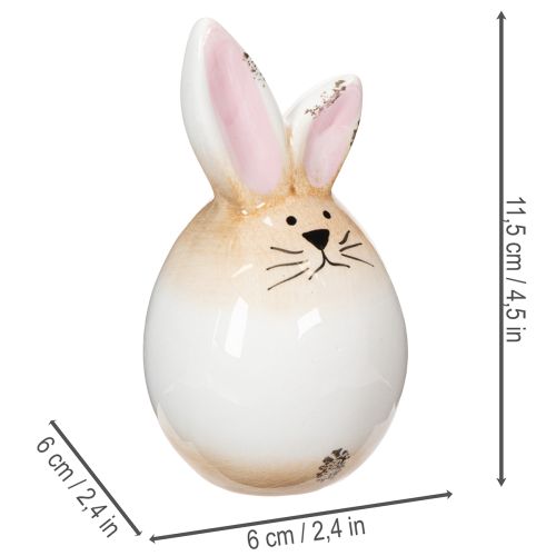 Artículo Figura decorativa de conejo de Pascua de cerámica blanca (6 cm de diámetro y 11,5 cm de alto).