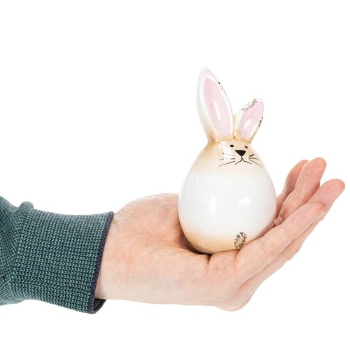 Artículo Figura decorativa de conejo de Pascua de cerámica blanca (6 cm de diámetro y 11,5 cm de alto).
