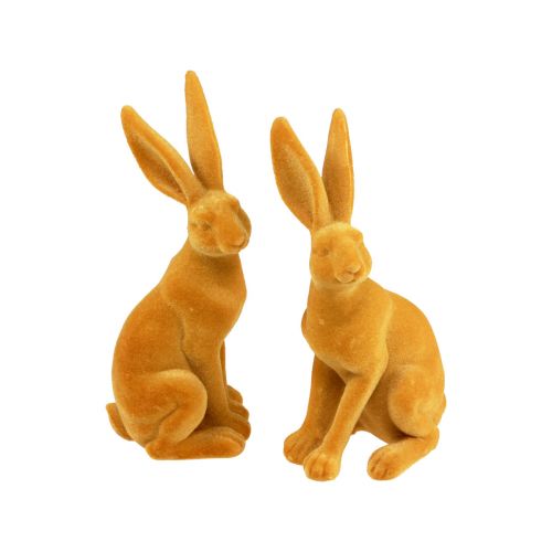 Artículo Conejito de Pascua Figura decorativa de conejo Curry amarillo de Pascua H12,5 cm 2 piezas