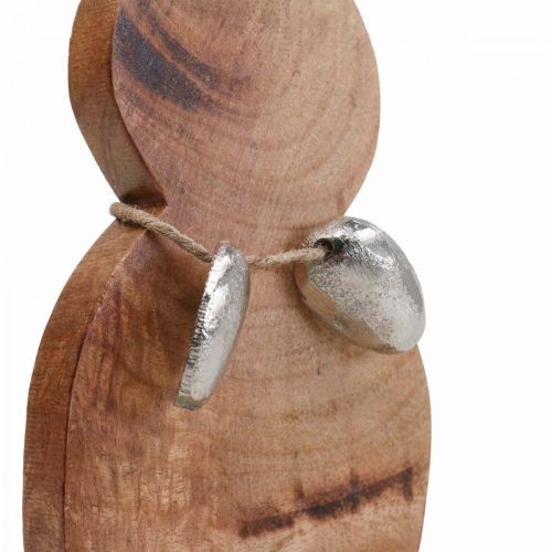 Artículo Conejo de Pascua de madera con huevos de metal, decoración de mesa Pascua H20.5cm