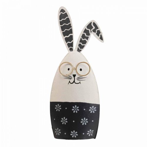 Artículo Conejito de pascua conejito blanco y negro con gafas metal 18,5x7x3cm 2uds