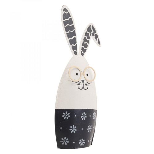 Artículo Conejito de pascua conejito blanco y negro con gafas metal 18,5x7x3cm 2uds