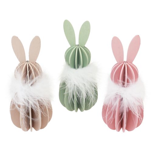 Floristik24 Decoración de mesa conejito de Pascua conejito de madera de color 5,5×15cm 3 piezas