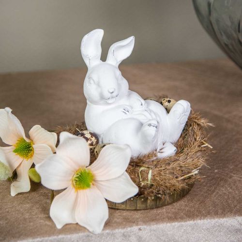 Conejito de pascua aspecto vintage conejo tumbado cerámica blanca 12,5×8×14cm - comprar barato en línea Conejito de pascua aspecto vintage conejo tumbado cerámica blanca 12,5×8×14cm - comprar barato en línea