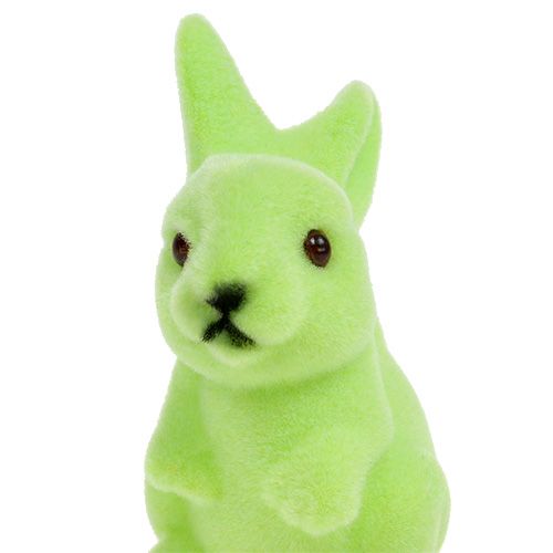 Floristik24 Conejito de Pascua flocado 9,5cm verde mix 9pcs