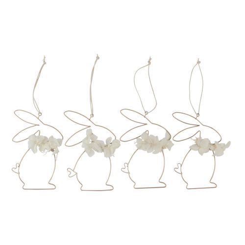 Floristik24 Conejitos de Pascua para colgar flores de metal dorado 10×14,5cm 4 piezas